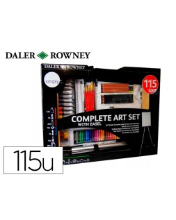 Set de pinturas daler rowney 115 piezas con caballete de aluminio plegable 457x73x584 mm