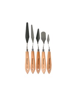 Espatula para pintura liderpapel metalica mango de madera juego de 5 unidades tamaños surtidos certificado