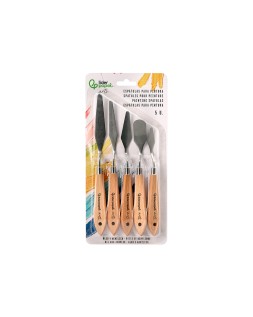 Espatula para pintura liderpapel metalica mango de madera juego de 5 unidades tamaños surtidos certificado