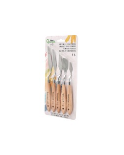 Espatula para pintura liderpapel metalica mango de madera juego de 5 unidades tamaños surtidos certificado