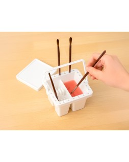 Cubo limpiador de pinceles liderpapel de plastico con asa transportable 13x13x9 cm