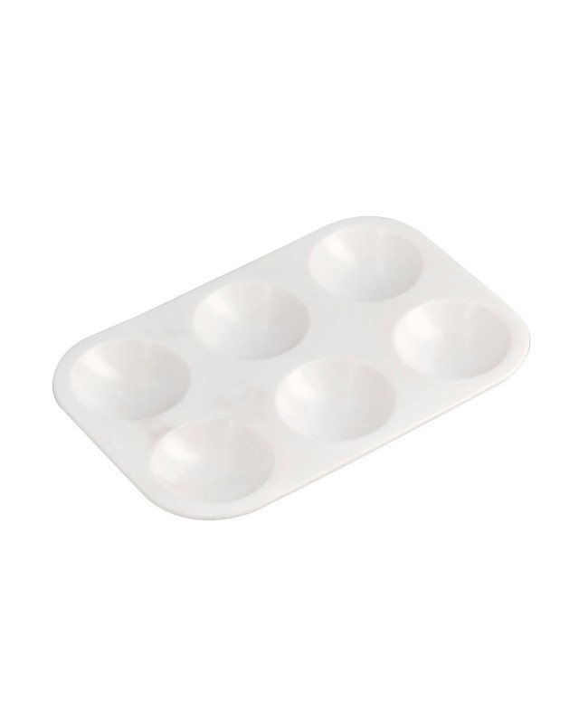 Paleta plastico liderpapel para pintura rectangular con 6 huecos 12.5x8,7 cm