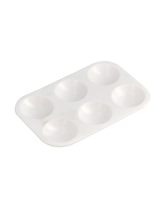 Paleta plastico liderpapel para pintura rectangular con 6 huecos 12.5x8,7 cm