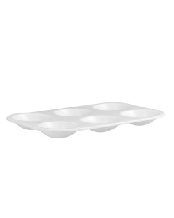 Paleta plastico liderpapel para pintura rectangular con 6 huecos 12.5x8,7 cm