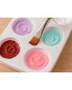 Paleta plastico liderpapel para pintura rectangular con 6 huecos 12.5x8,7 cm