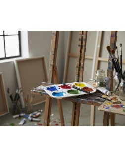 Paleta plastico liderpapel para pintura rectangular con 6 huecos 12.5x8,7 cm