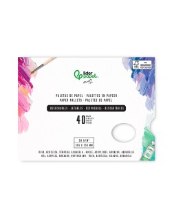 Paleta de papel desechable liderpapel para pintura 40 hojas gramaje 58g/m2 con agujero para pulgar