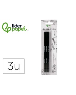 Lapiz de carboncillo para esbozos liderpapel caja de 3 unidades con diferentes durezas certificado fsc