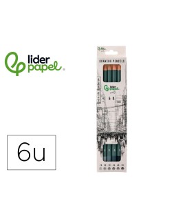 Lapiz de grafito liderpapel caja 6 unidades durezas surtidas certificado fsc
