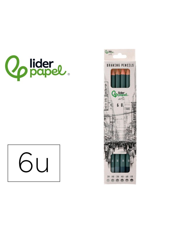 Lapiz de grafito liderpapel caja 6 unidades durezas surtidas certificado fsc