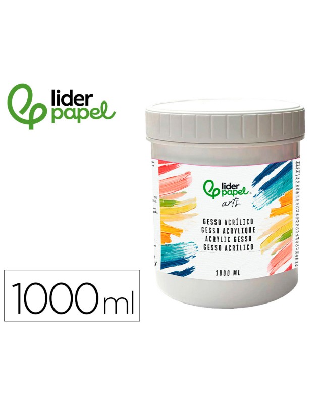 Gesso acrilico liderpapel aditivo preparador de superficies bote de 1 litro
