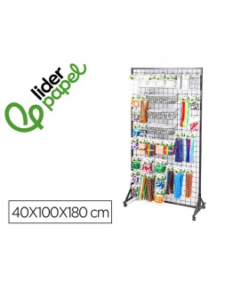 Expositor liderpapel metalico para productos de manualidades con 373 unidades surtidas 40 ganchos y 3 bandejas
