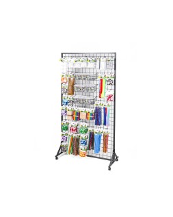 Expositor liderpapel metalico para productos de manualidades con 373 unidades surtidas 40 ganchos y 3 bandejas