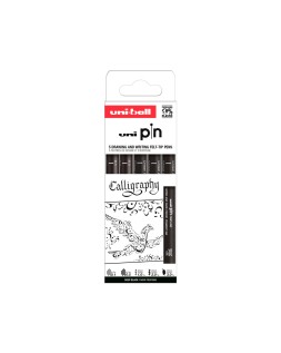 Rotulador uniball pin caligrafico color negro blister de 5 unidades