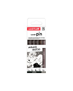 Rotulador uniball pin manga shojo color negro blister de 5 unidades
