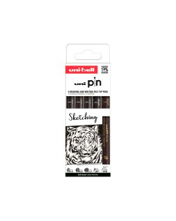 Rotulador uniball pin sketching color negro blister de 5 unidades