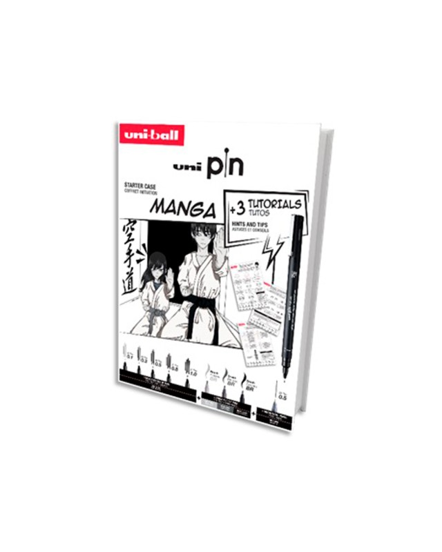 Set iniciacion uniball pin manga starter nº1 blister de 8 rotuladores + 1 portaminas