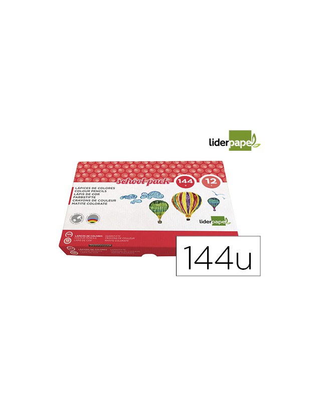 Lapices de colores liderpapel school pack de 144 unidades 12 colores x 12 unidades