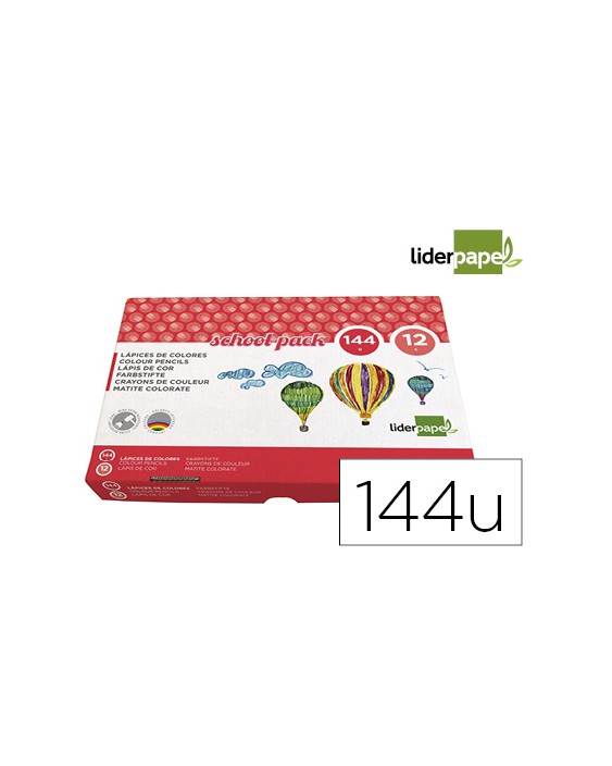 Lapices de colores liderpapel school pack de 144 unidades 12 colores x 12 unidades