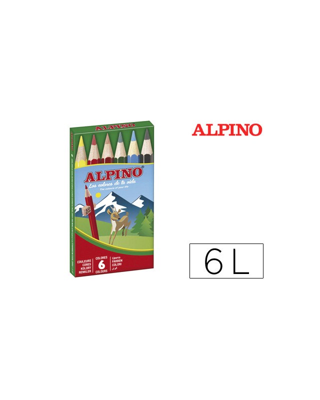 Lapices de colores alpino 651 caja de 6 colores cortos