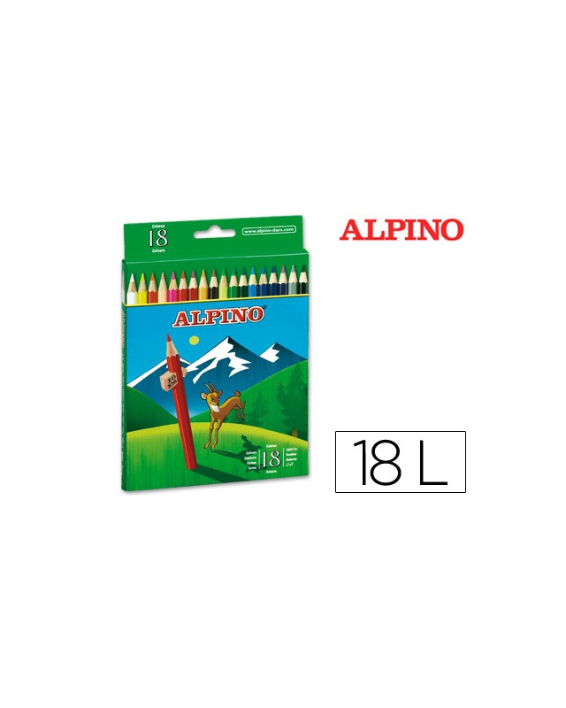 Lapices de colores alpino 656 caja de 18 colores largos