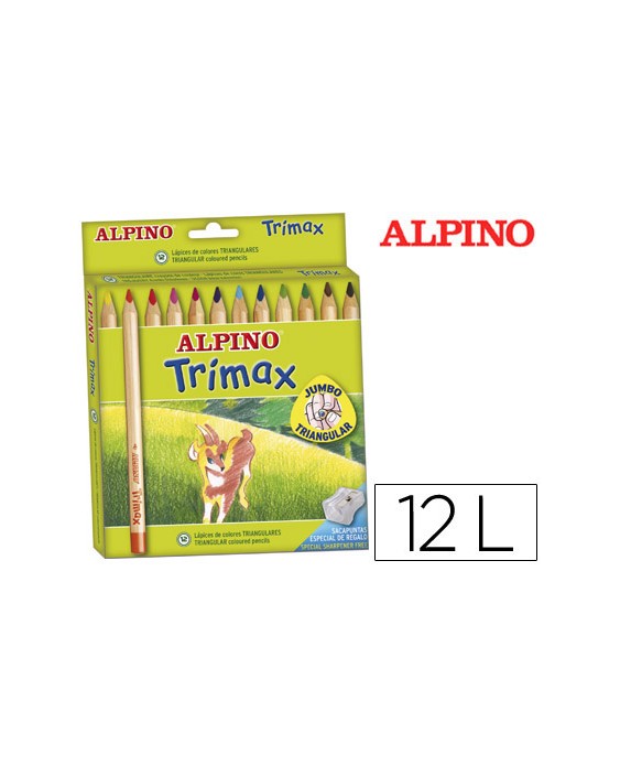 Lapices de colores alpino trimax caja de 12 colores surtidos
