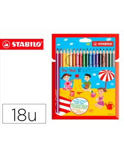Lapices de colores stabilo trio punta gruesa caja de 18 colores escolar