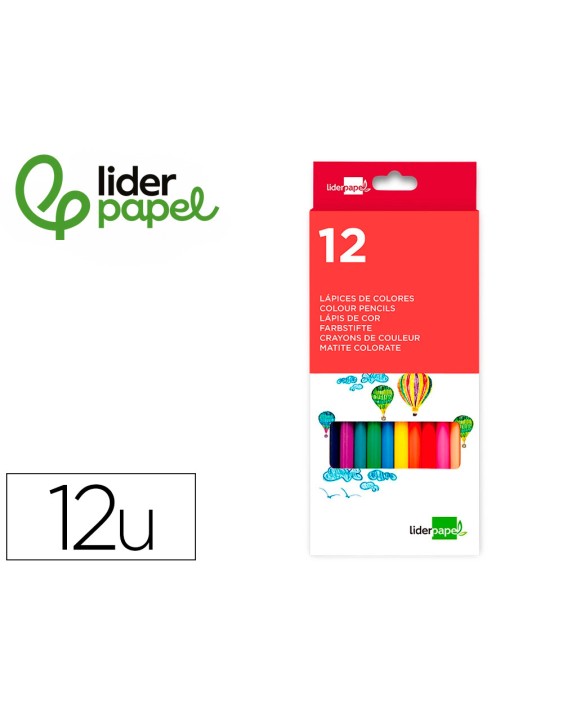 Lapices de colores liderpapel caja de 12 unidades colores surtidos