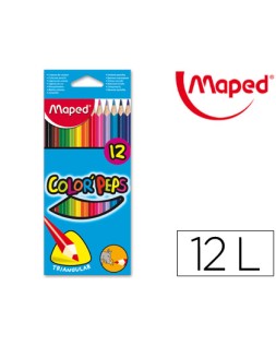 Lapices de colores maped triangulares caja de 12 unidades colores surtidos