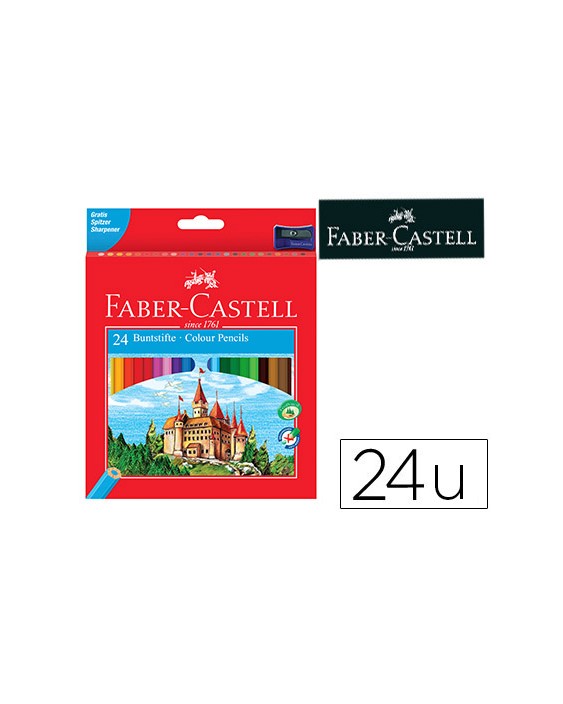 Lapices de colores faber castell hexagonal madera reforestada caja de 24 unidades colores surtidos