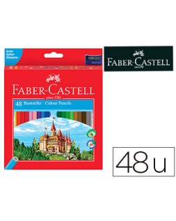 Lapices de colores faber castell hexagonal madera reforestada caja de 48 unidades colores surtidos