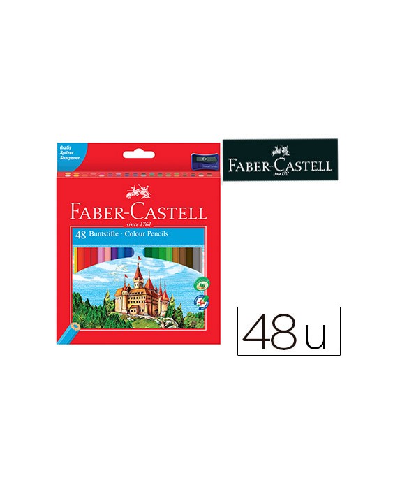 Lapices de colores faber castell hexagonal madera reforestada caja de 48 unidades colores surtidos