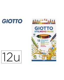 Lapices de colores giotto stilnovo maxi caja de 12 unidades colores surtidos mina 4,3 mm
