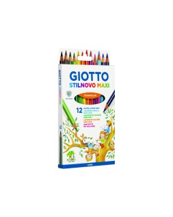 Lapices de colores giotto stilnovo maxi caja de 12 unidades colores surtidos mina 4,3 mm