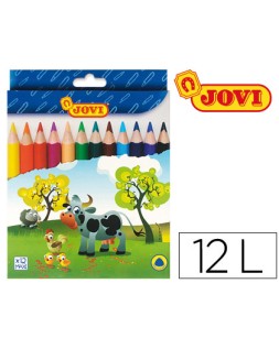 Lapices de colores jovi maxi triangulares estuche de 12 unidades colores surtidos