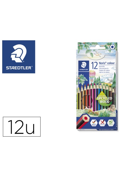 Lapices de colores staedtler upcycled wood ecologico 12 colores en caja de carton