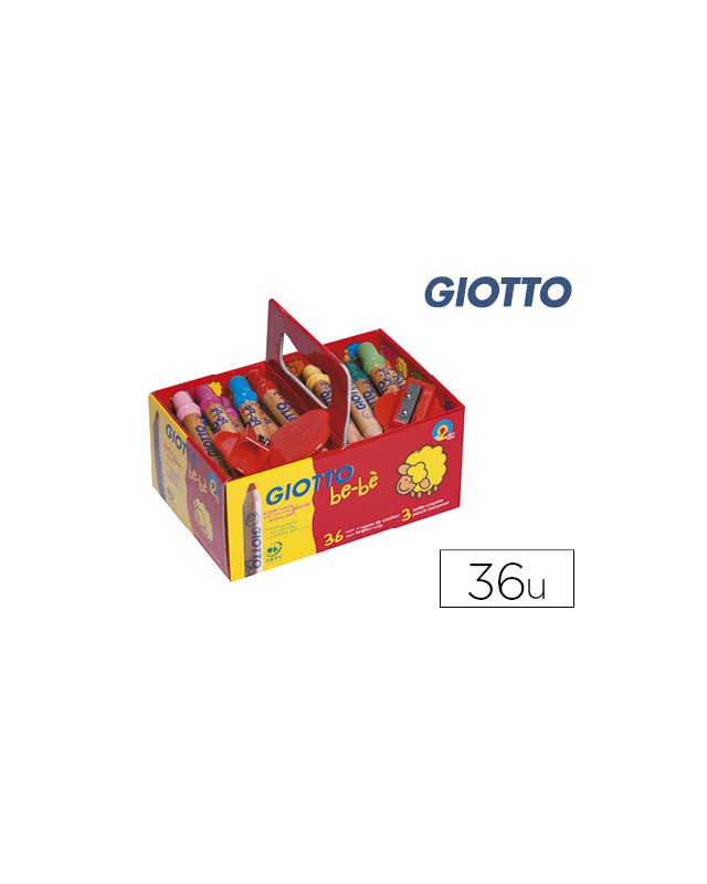 Lapices de colores giotto bebe super schoolpack de 36 unidades + 2 sacapuntas