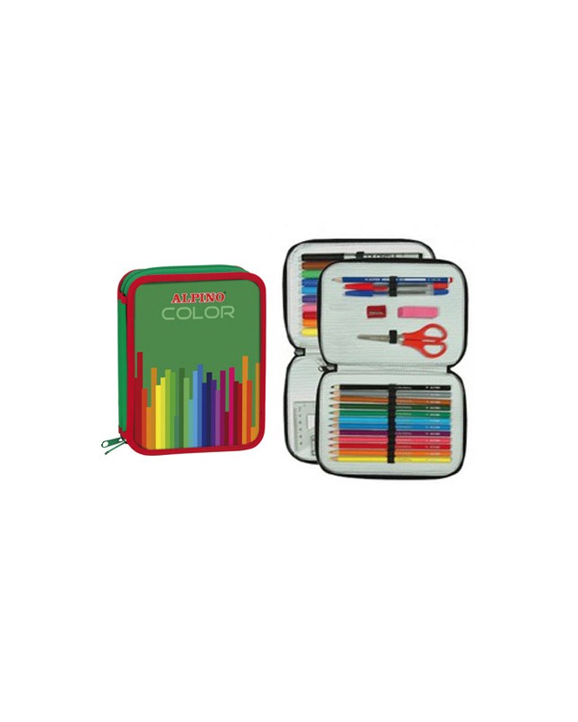 Plumier escolar alpino color pequeño doble cremallera