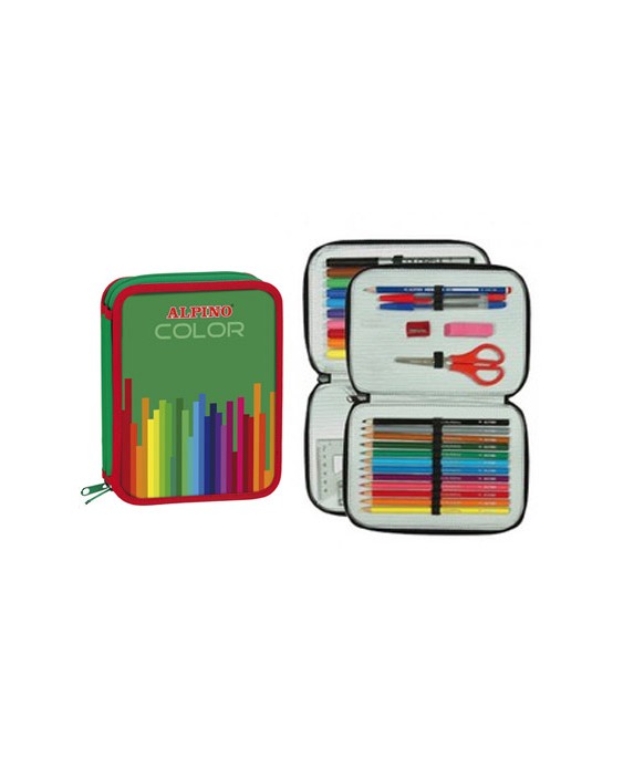 Plumier escolar alpino color pequeño doble cremallera