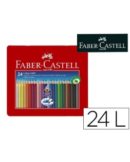 Lapices de colores faber castell acuarelable colour grip triangular caja metalica de 24 colores surtidos