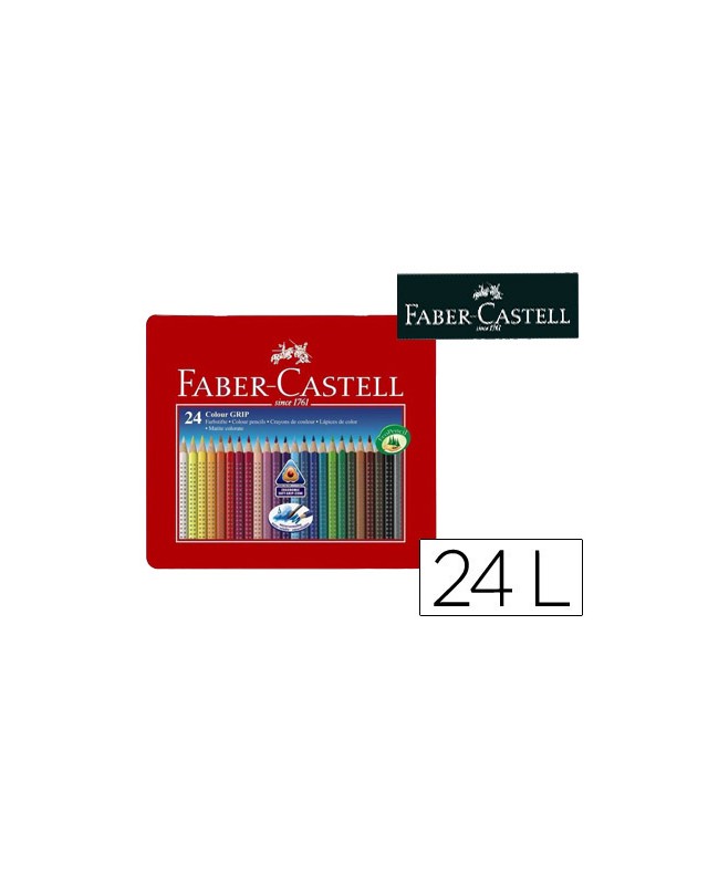Lapices de colores faber castell acuarelable colour grip triangular caja metalica de 24 colores surtidos