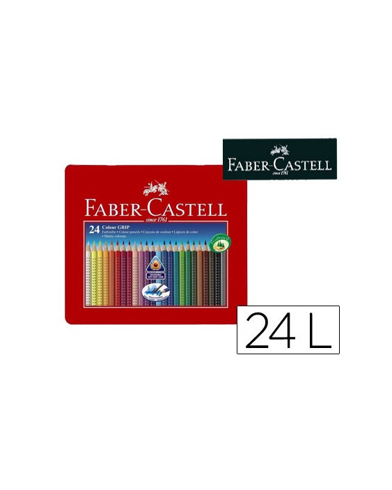 Lapices de colores faber castell acuarelable colour grip triangular caja metalica de 24 colores surtidos