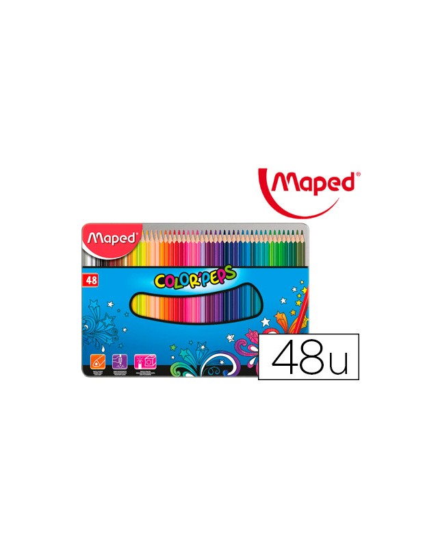 Lapices de colores maped color peps caja metalica de 48 lapices colores surtidos