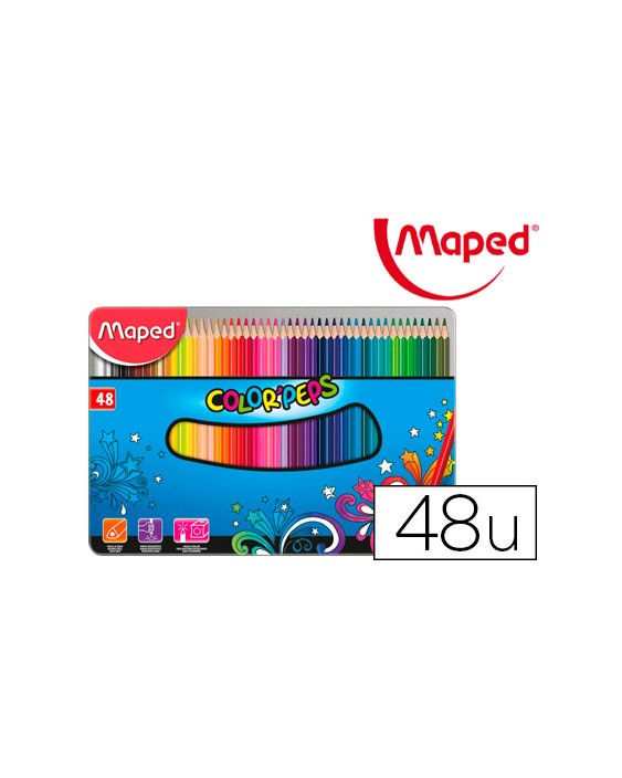 Lapices de colores maped color peps caja metalica de 48 lapices colores surtidos