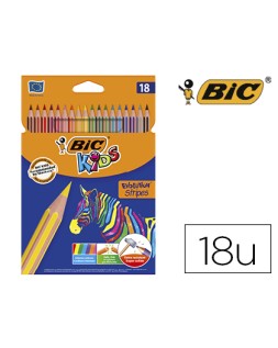 Lapices de colores bic evolution stripes caja de 18 colores surtidos