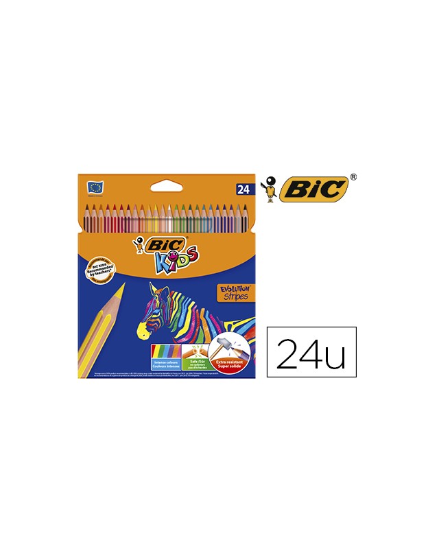 Lapices de colores bic evolution stripes caja de 24 colores surtidos