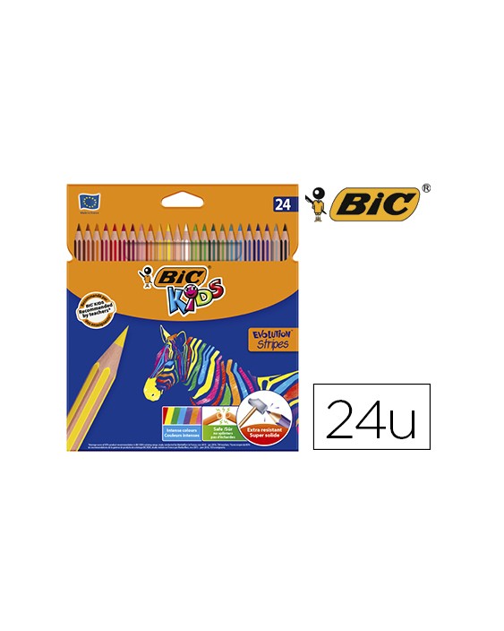 Lapices de colores bic evolution stripes caja de 24 colores surtidos