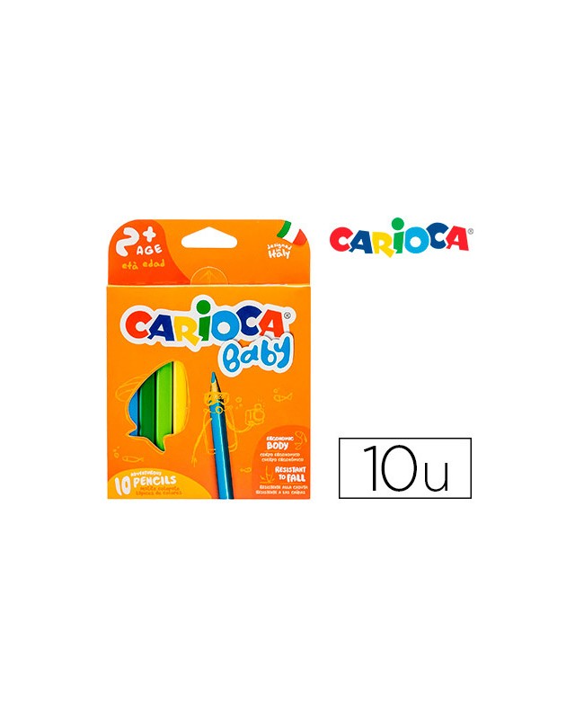 Lapices de colores carioca baby 2 años caja de 10 colores surtidos
