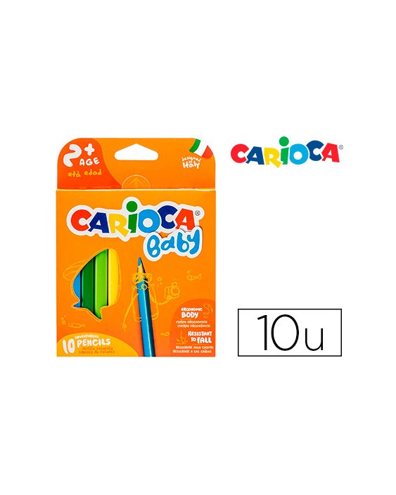 Lapices de colores carioca baby 2 años caja de 10 colores surtidos