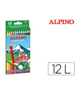 Lapices de colores alpino borrable con goma caja de 12 colores surtidos